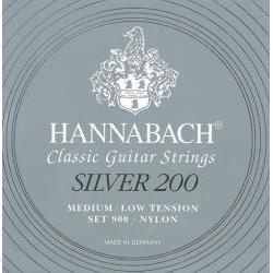 Hannabach Klassikgitarre-Saiten Serie 900 Medium/Low Tension Silver 200