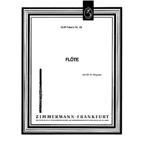 Grifftabelle für Flöte (12 bis 15 Klappen)