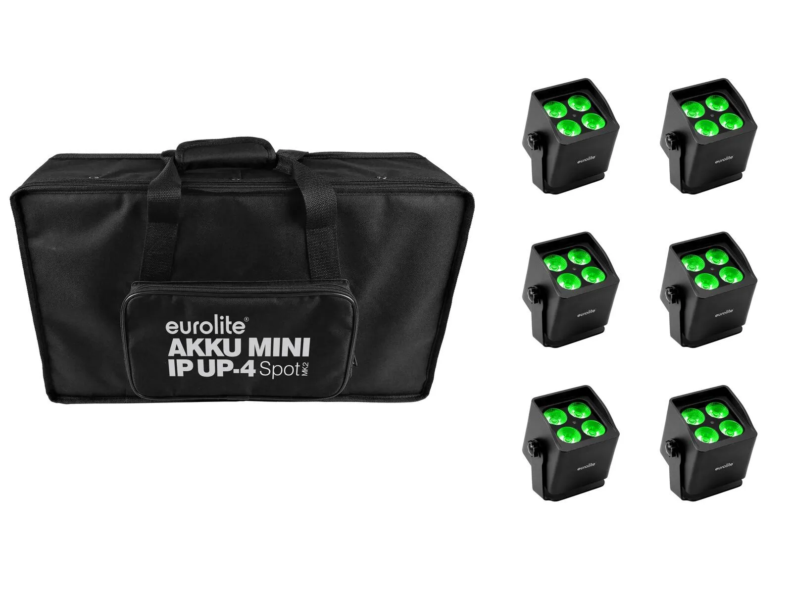 Set 6x AKKU Mini IP UP-4 QCL Spot MK2 + Soft-Bag