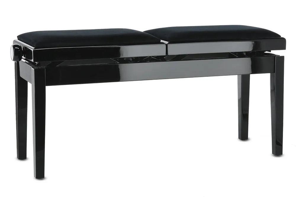 Pianobank Deluxe Double Schwarz hochglanz