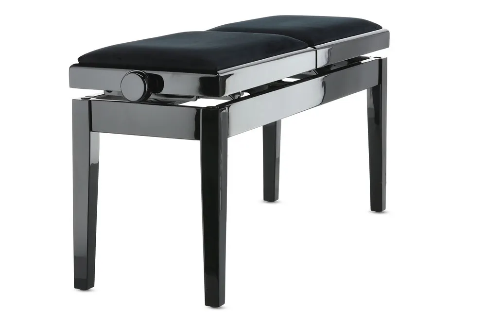 Pianobank Deluxe Double Schwarz hochglanz