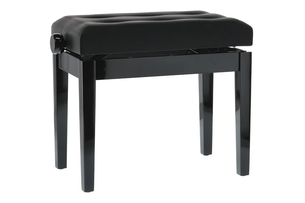 Pianobank Deluxe Leather Schwarz hochglanz