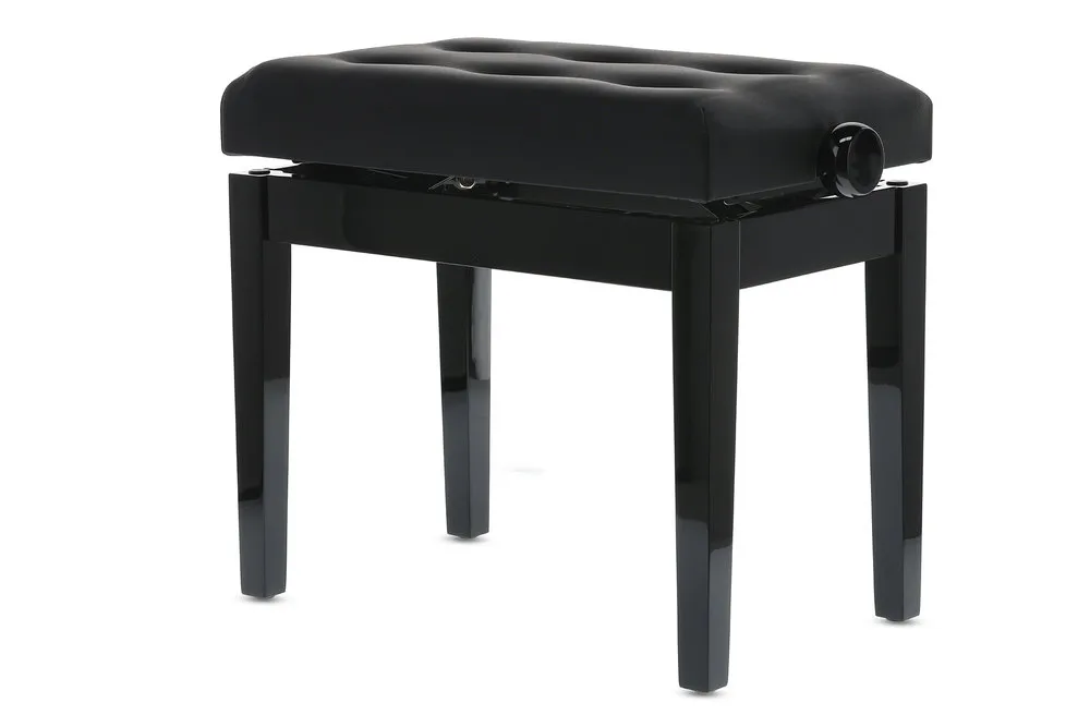 Pianobank Deluxe Leather Schwarz hochglanz