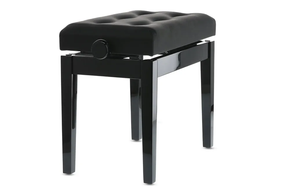 Pianobank Deluxe Leather Schwarz hochglanz