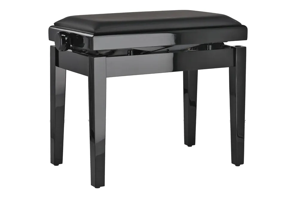 Pianobank Deluxe Autolift Vinyl Schwarz hochglanz