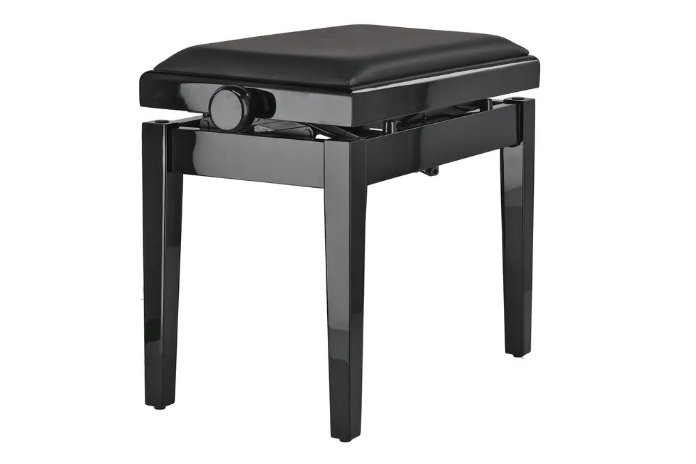 Pianobank Deluxe Autolift Vinyl Schwarz hochglanz